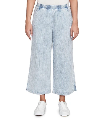Ruby Rd. Petite Size Cotton Gauze Wide-Leg Pull-On Pants