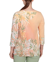 Ruby Rd. Petite Size Embellished V-Neck 3/4 Sleeve Knit Top