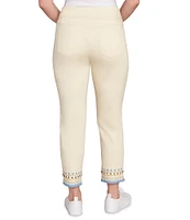 Ruby Rd. Petite Size Embroidered Beaded Hem Pull-On Ankle Pants