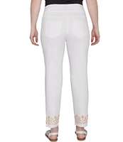 Ruby Rd. Petite Size Embroidered Hem Pull-On Ankle Pants