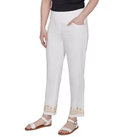 Ruby Rd. Petite Size Embroidered Hem Pull-On Ankle Pants