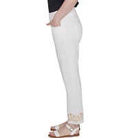 Ruby Rd. Petite Size Embroidered Hem Pull-On Ankle Pants