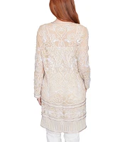 Ruby Rd. Petite Size Embroidered Mesh Round Neck Long Sleeve Jacket