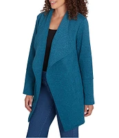 Ruby Rd. Petite Size Jacquard Knit Shawl Collar Long Sleeve Open-Front Winter Scroll Jacket