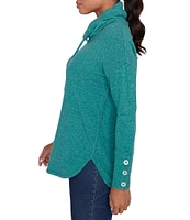 Ruby Rd. Petite Size Knit Cowl Collar Long Sleeve Cozy Top