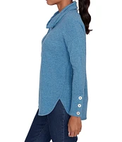 Ruby Rd. Petite Size Knit Cowl Collar Long Sleeve Cozy Top