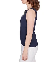 Ruby Rd. Petite Size Knit Embellished Notch V-Neck Sleeveless Tank