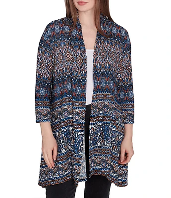 Ruby Rd. Petite Size Nouveau Multi Print 3/4 Sleeve Open-Front Cardigan