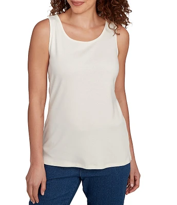 Ruby Rd. Petite Size Ribbed Knit Scoop Neck Sleeveless Side Slit Tank