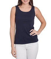 Ruby Rd. Petite Size Scoop Neck Sleeveless Cotton Rib Knit Tank