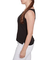 Ruby Rd. Petite Size Scoop Neck Sleeveless Cotton Rib Knit Tank