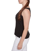 Ruby Rd. Petite Size Scoop Neck Sleeveless Cotton Rib Knit Tank