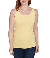 Ruby Rd. Petite Size Scoop Neck Sleeveless Cotton Rib Knit Tank