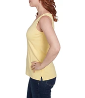 Ruby Rd. Petite Size Scoop Neck Sleeveless Cotton Rib Knit Tank