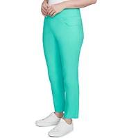 Ruby Rd. Petite Size Silk Tech Straight Leg Pull-On Ankle Pants