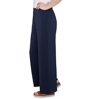 Ruby Rd. Petite Size Solid Crepe Wide Leg Pull-On Pants