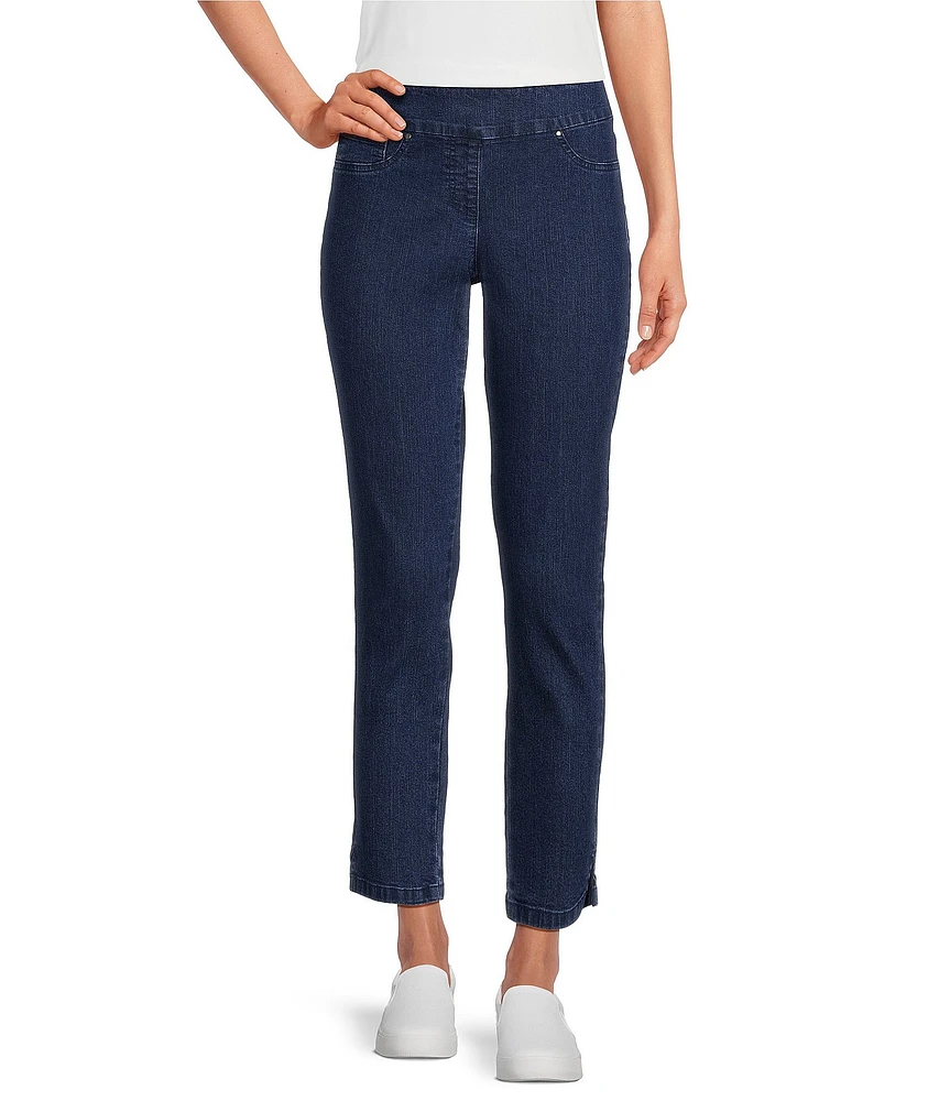 Ruby Rd. Petite Size Straight Slim Pull-On Denim Ankle Jeans