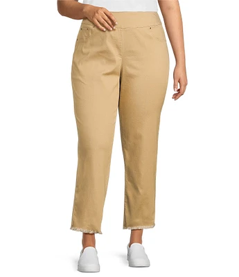 Ruby Rd. Plus Size Tencel™ Lyocell Frayed Hem Pull-On Ankle Pants