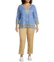 Ruby Rd. Plus Size Tencel™ Lyocell Frayed Hem Pull-On Ankle Pants