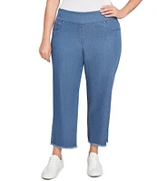 Ruby Rd. Plus Size Tencel™ Lyocell Frayed Hem Pull-On Ankle Pants