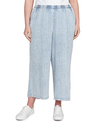 Ruby Rd. Plus Size Cotton Gauze Wide Leg Pull-On Pants