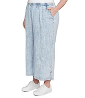 Ruby Rd. Plus Size Cotton Gauze Wide Leg Pull-On Pants