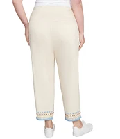 Ruby Rd. Plus Size Embroidered Beaded Hem Pull-On Ankle Pants