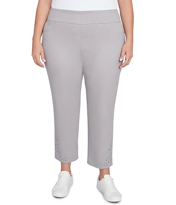 Ruby Rd. Plus Size Embroidered Cut-Out Hem Pull-On Stretch Pants