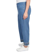 Ruby Rd. Plus Size Embroidered Hem Pull-On Ankle Jeans