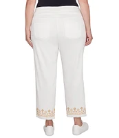 Ruby Rd. Plus Size Embroidered Hem Pull-On Ankle Pants