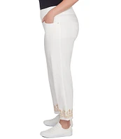 Ruby Rd. Plus Size Embroidered Hem Pull-On Ankle Pants