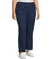 Ruby Rd. Plus Size Extra Stretch Denim Straight Leg Ankle Pull-On Jeans