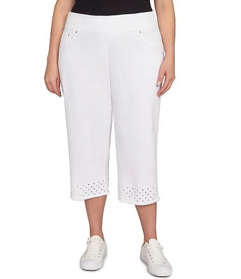 Ruby Rd. Plus Size Eyelet Fringe Hem Pull-On Capri Pants