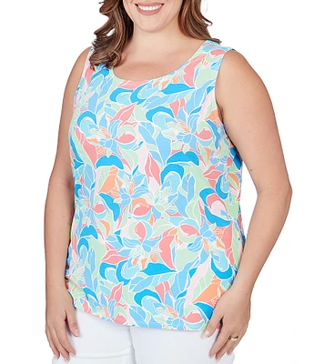 Ruby Rd. Plus Size Floral Print Knit Scoop Neck Tank