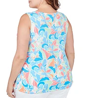 Ruby Rd. Plus Size Floral Print Knit Scoop Neck Tank