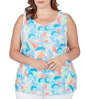 Ruby Rd. Plus Size Floral Print Knit Scoop Neck Tank