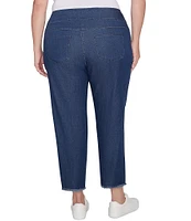 Ruby Rd. Plus Size Fringe Hem Pull-On Ankle Denim Pants