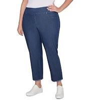 Ruby Rd. Plus Size Fringe Hem Pull-On Ankle Denim Pants