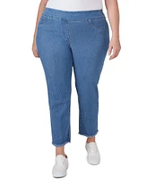 Ruby Rd. Plus Size Fringe Hem Pull-On Ankle Denim Pants