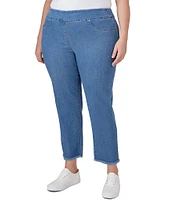 Ruby Rd. Plus Size Fringe Hem Pull-On Ankle Denim Pants