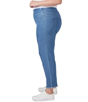 Ruby Rd. Plus Size Fringe Hem Pull-On Ankle Denim Pants