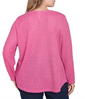 Ruby Rd. Plus Size Keyhole Neck Long Sleeve Sequin Knit Top