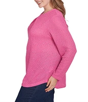 Ruby Rd. Plus Size Keyhole Neck Long Sleeve Sequin Knit Top