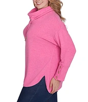 Ruby Rd. Plus Size Knit Cowl Collar Long Sleeve Cozy Top