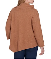 Ruby Rd. Plus Size Knit Cowl Neck Long Sleeve Asymmetrical Hem Cozy Top