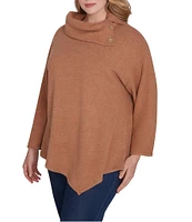 Ruby Rd. Plus Size Knit Cowl Neck Long Sleeve Asymmetrical Hem Cozy Top