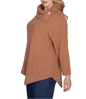 Ruby Rd. Plus Size Knit Cowl Neck Long Sleeve Asymmetrical Hem Cozy Top