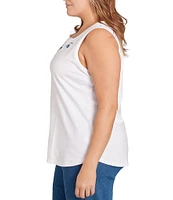 Ruby Rd. Plus Size Knit Embroidered Square Neck Sleeveless Embellished Tank