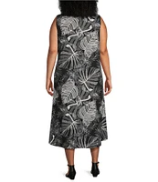 Ruby Rd. Plus Size Knit Jungle Print Scoop Neck Sleeveless Hi-Low Hem Shift Dress