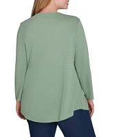 Ruby Rd. Plus Size Knit Ring Keyhole Neck 3/4 Sleeve Top